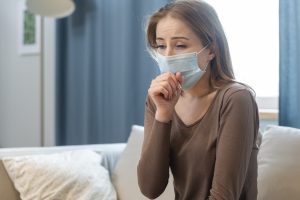 Woman With Mask Staying Quarantine Coughing (1)